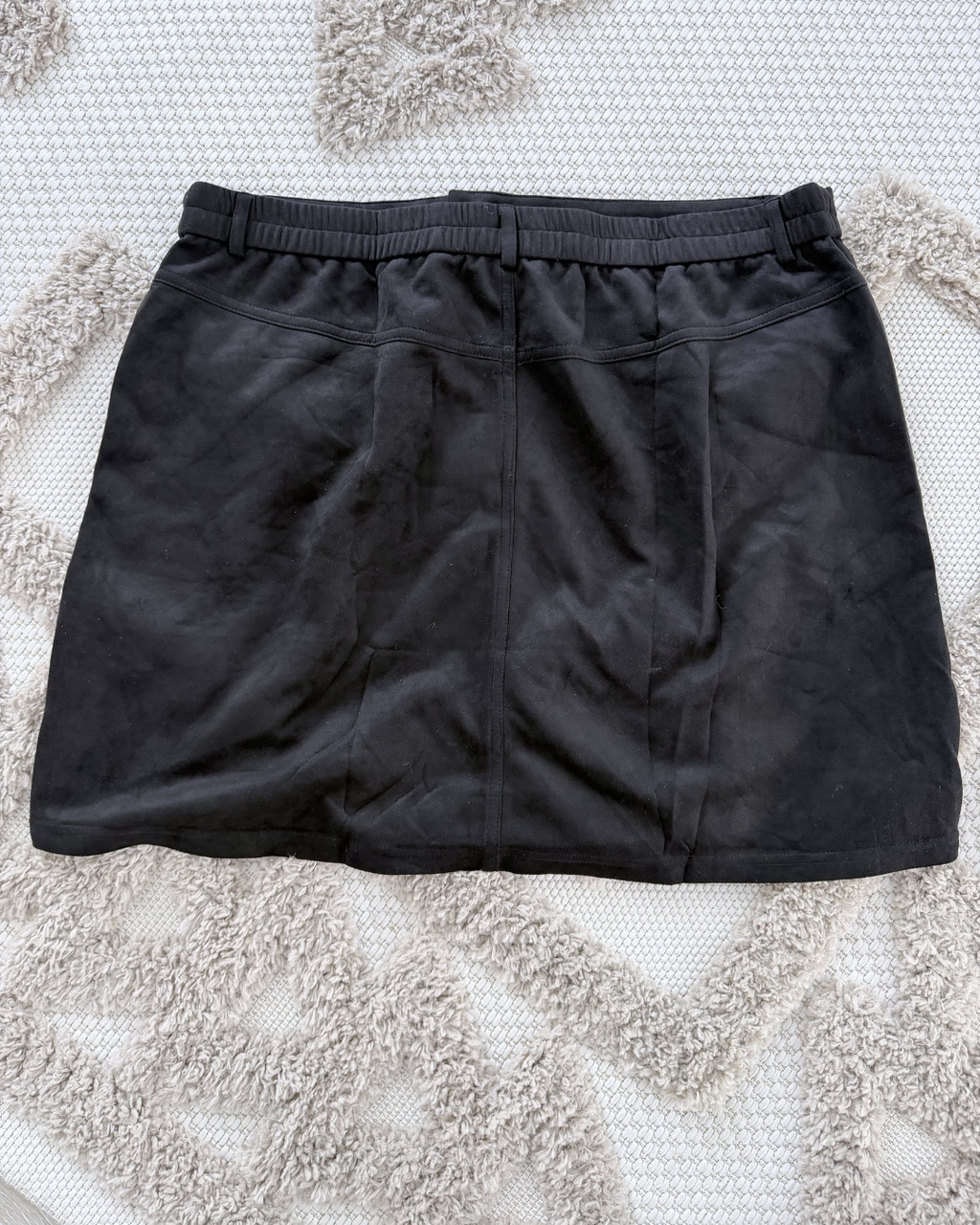 Black Suede High Waisted Mini Skirt - Size XXL