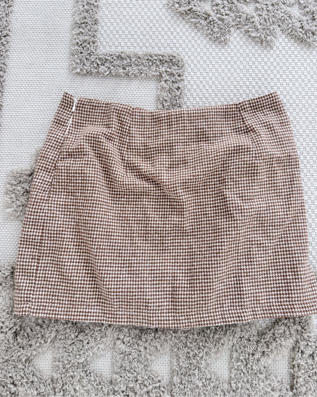Brown Plaid High Waisted Mini Skirt - Size XL