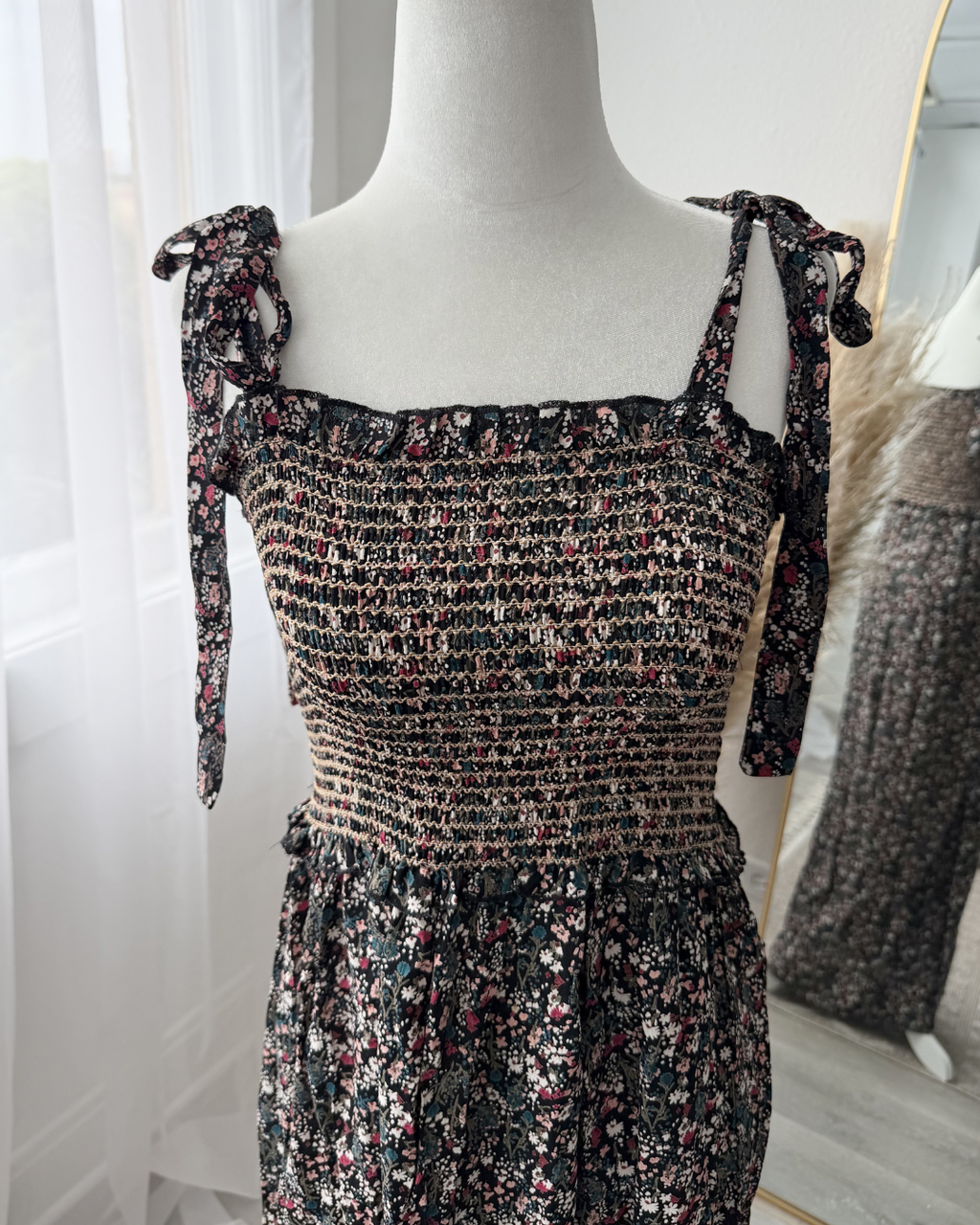 Angie Black Floral Print Maxi Dress - Size S