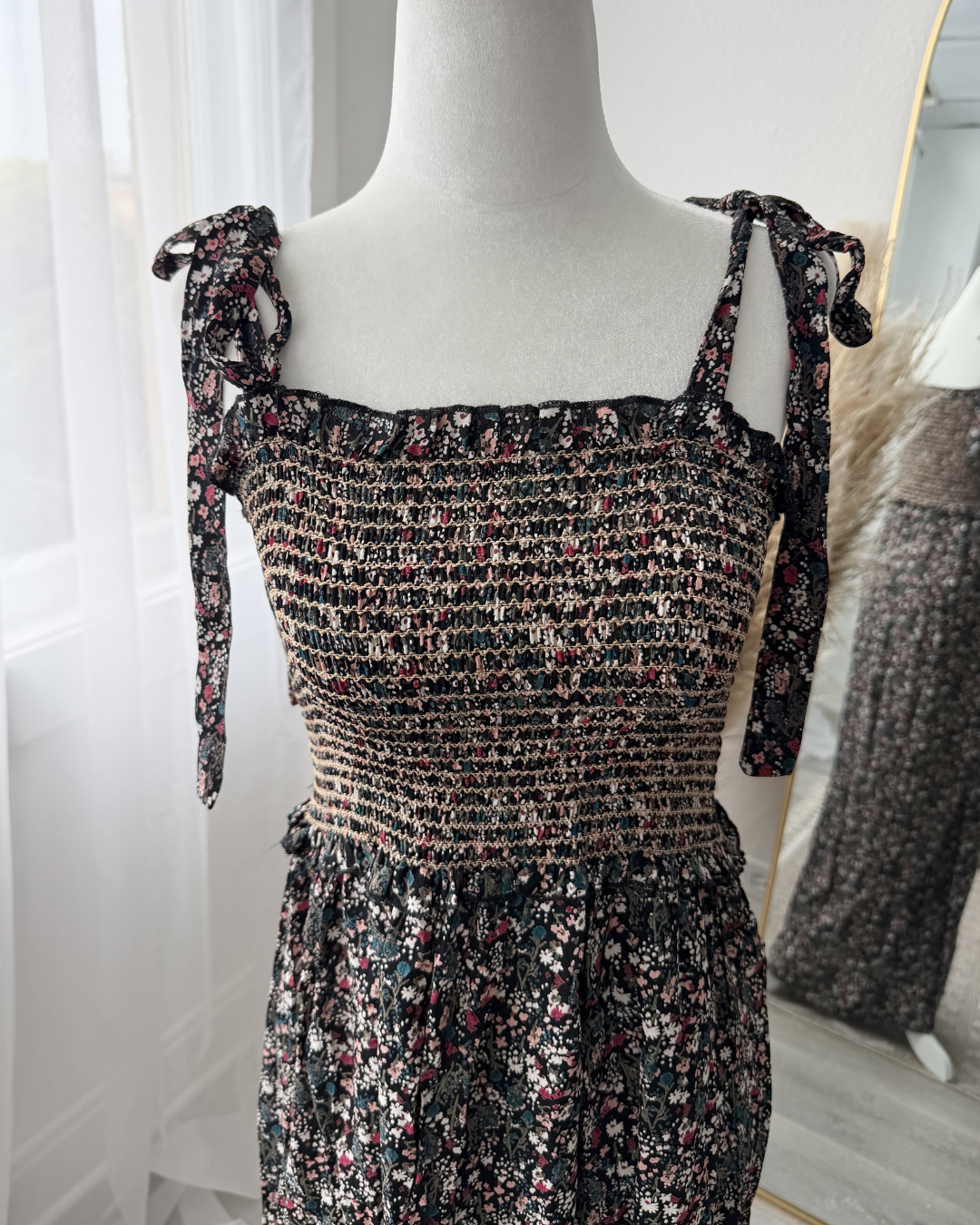 Angie Black Floral Print Maxi Dress - Size S
