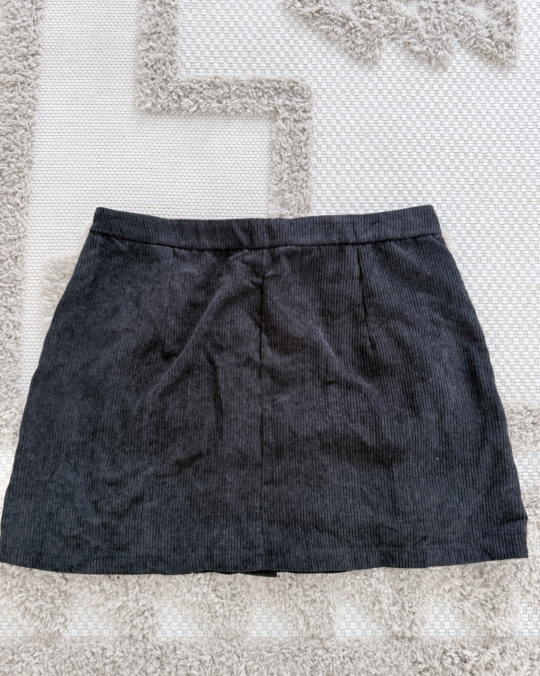 Black Corduroy Mini Skirt - Size XL
