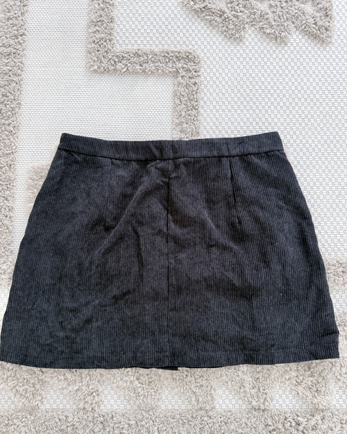 Black Corduroy Mini Skirt - Size XL