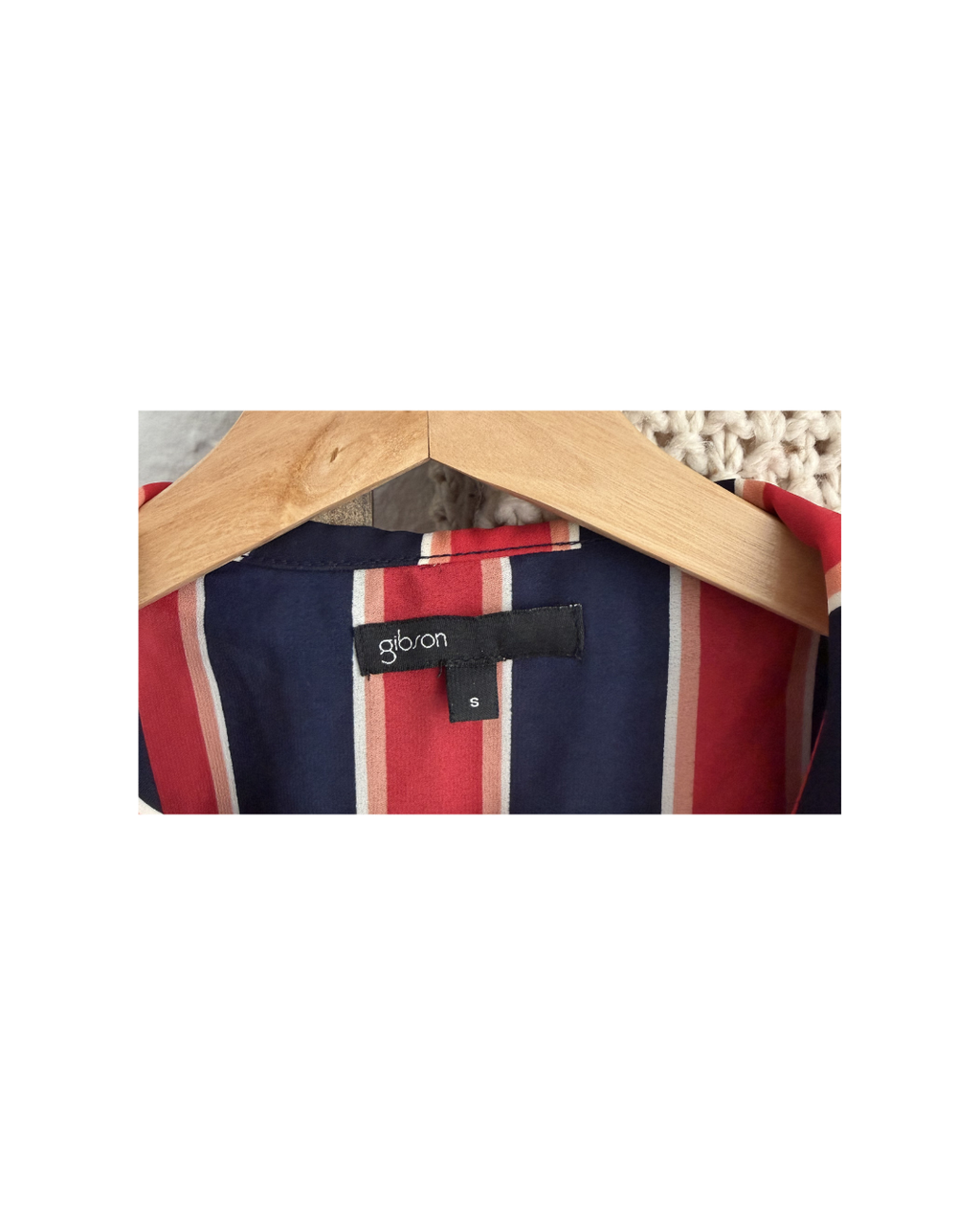 Navy and Red Striped Blouse - Size S