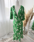 Topshop Green Floral Wrap Dress - Size 8