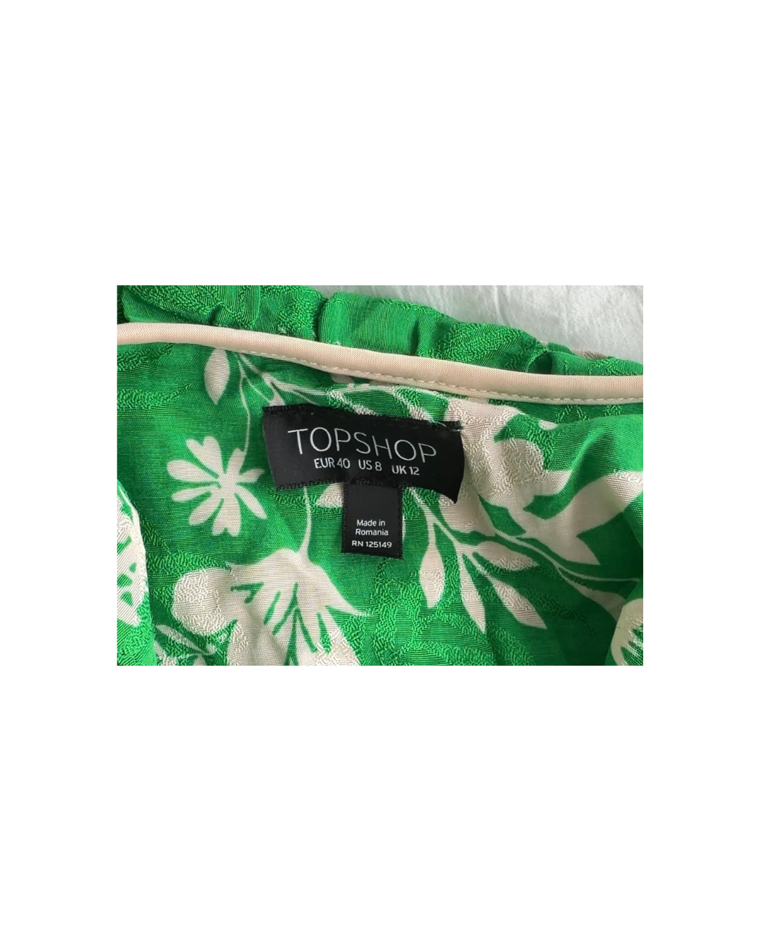 Topshop Green Floral Wrap Dress - Size 8