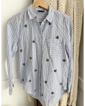 Topshop Blue Striped Long Sleeve Shirt - Size 2