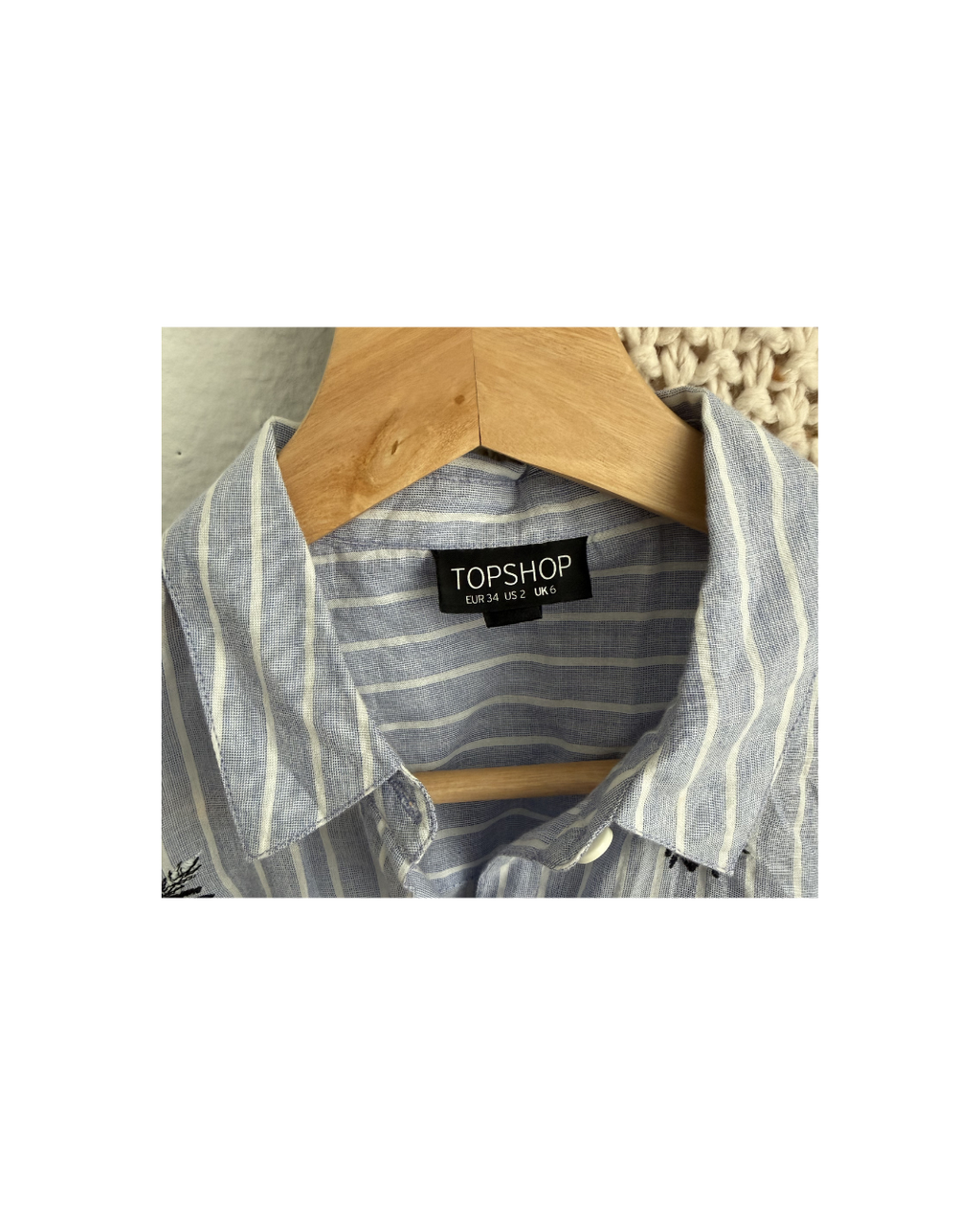 Topshop Blue Striped Long Sleeve Shirt - Size 2