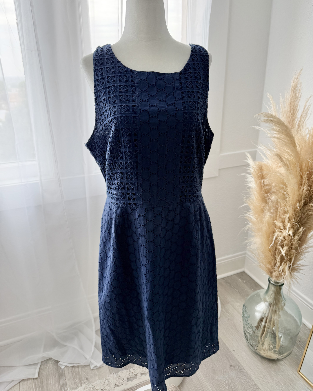 Navy Eyelet Dress - Size 10