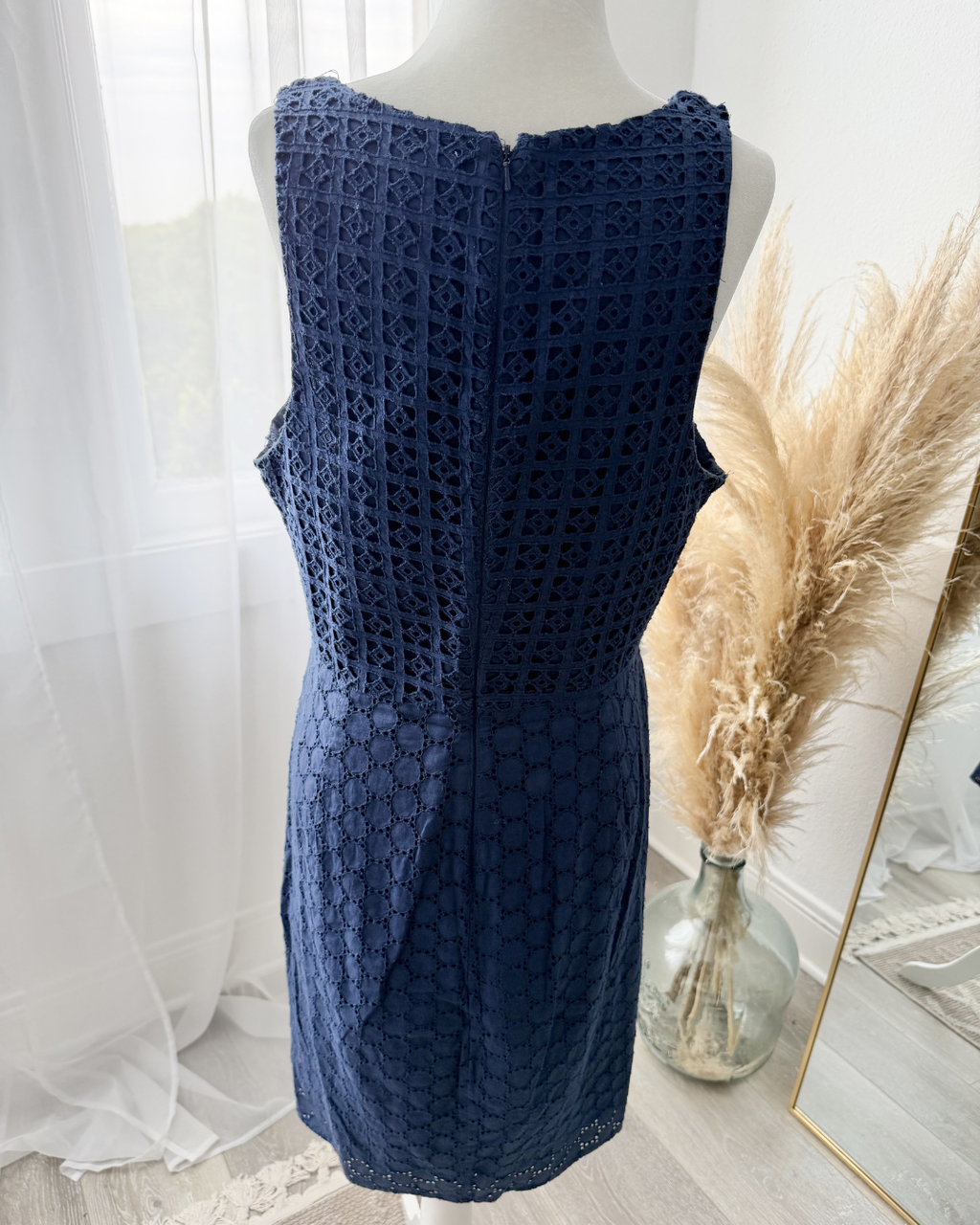 Navy Eyelet Dress - Size 10