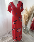 Red Wrap Print Maxi Dress- Size S